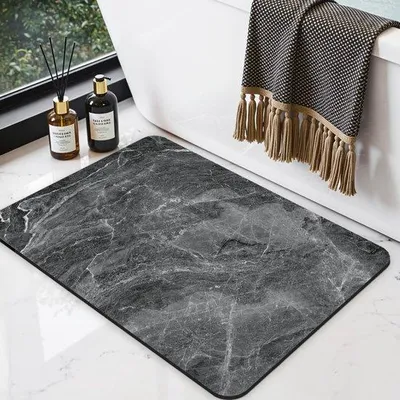 Productafbeelding van Antislip Badmat 40 x 60 cm, Sneldrogend Douchemat, Absorberend, Wasbaar, Houtskoolgrijs voor Badkamer en Doucheruimte