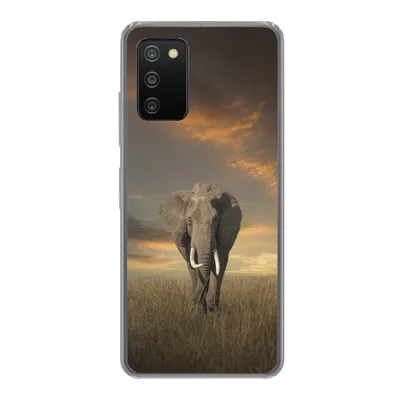 Produktbild von MuchoWow® Handyhülle Schutzhülle Hülle für Samsung Galaxy A03s Elefant - Tiere - Gras - Natur Silikon Softcase Handy Hülle - Schutz