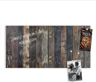 Produktbild von Magnettafel 100x50cm Pinnwand Whiteboard beschreibbar - Rustikale Holzplanken