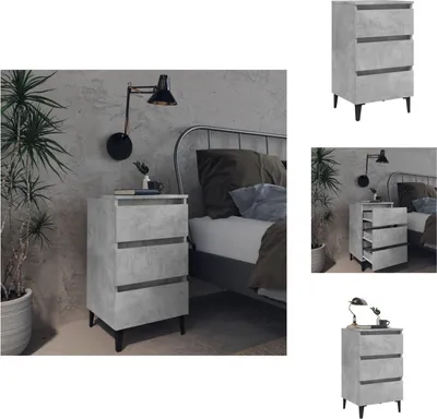 Obrázek produktu pro vidaXL Noční stolek s kovovými nohami betonově šedý 40x35x69 cm - Noční stolky