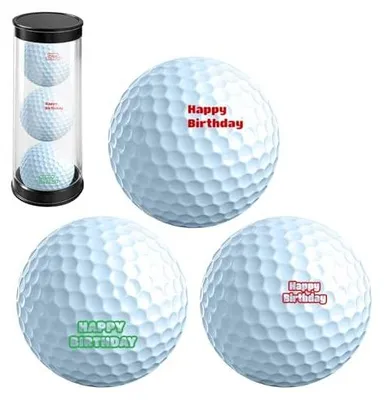 Zdjęcie produktu dla Piłki golfowe urodzinowe happy birthday zestaw 3 sztuki prezent