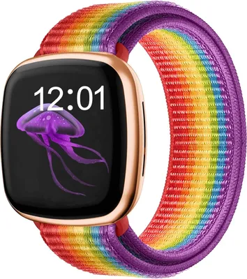 Produktbild von Strap-it Fitbit Versa 3 Armband Nylon (Regenbogen)