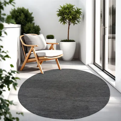 Produktbild von TT Home Teppich Für Outdoor Wetterfest Küchenteppich Balkon Terrasse Unifarbenes Design Modern Größe 120 cm Rund