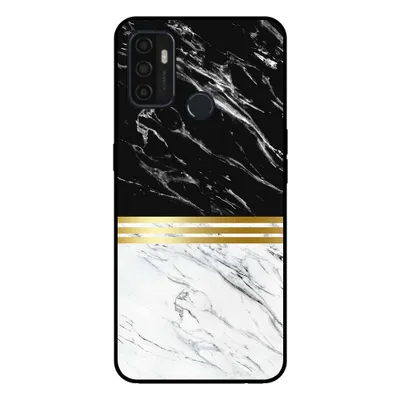 Image de Smartphonica Coque pour OPPO A32 / A53 / A53s aspect marbre - coque arrière marbre - Noir Blanc