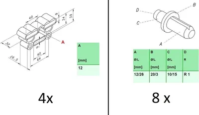 Produktbild von 10x Kappen Bett Lattenrost Endkappen Halter Bettkappen Gummi Reparatur DIY Neu(133_ 4x 132 + 8x Befestigungsbolzen)
