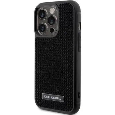 Produktbild von Karl Lagerfeld Rhinestone Logo Metal Plate Hülle für iPhone 15 Pro Max – Schwarz