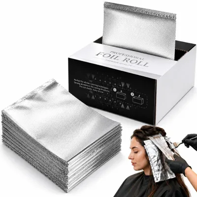 Zdjęcie produktu dla Rolka profesjonalnej folii aluminiowej do rozjaśniania włosów srebrny 300 szt.