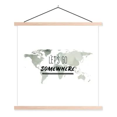 Obrázok produktu pre MuchoWow® Textilný plagát - Mapa sveta - Citát - Akvarel - 60x60cm - S hnedými lamelami