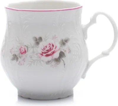 Produktbild von Thun 1794 Becher Jonah, Tschechisches Porzellan, Bernadotte, 310 ml, rosa, rosa Streifen, Thun