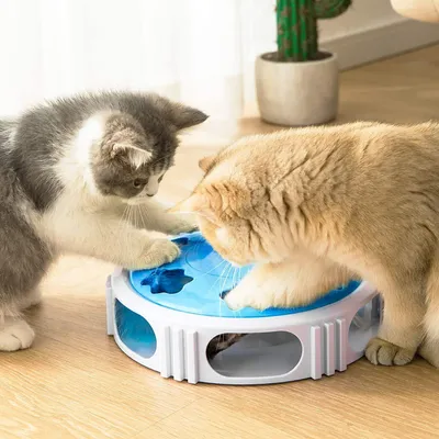 Produktbild von Elektrisches Katzenspielzeug, Interaktives Spielzeug mit Feder-LED-Licht, Automatische Dreh- und Leuchtfunktion für Haustiere