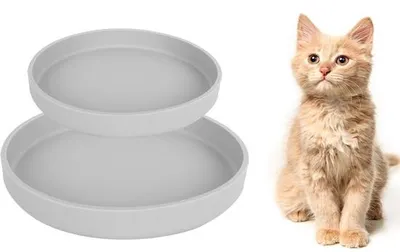 Productafbeelding van Ibenzoa® Ovalen siliconen voerbakken, set van 2 – Ø 17,5 cm en 15 cm, geschikt voor katten en puppy's, geschikt voor zowel droog- als natvoer