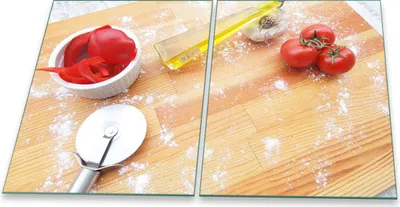 Produktbild von Herdabdeckplatte Glaskeramik 2-Teilig 2x40x52 Essen Bunt Abdeckung Spritzschutz Glas