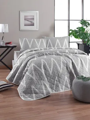 Obrázek produktu pro L'Essentiel Linge de Maison, sada přehozů na dvoulůžko, Olivia - Grey, 65 % BAVLNA / 35 % POLYESTER, šedá, 200 x 220 cm