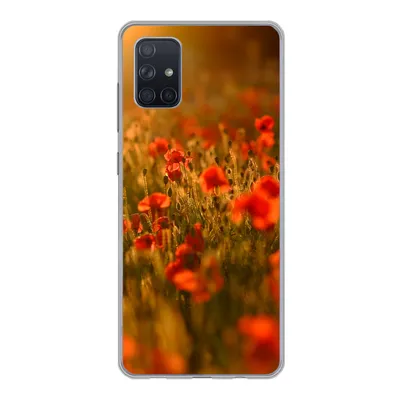 Produktbild von MuchoWow® Handyhülle Schutzhülle Hülle für Samsung Galaxy A71 Orangefarbenes Leuchten über den Mohnblumen auf dem Feld Silikon Softcase Handy Hülle - Kartenbesitzer