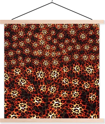 Produktbild von MuchoWow® Textilposter Leopard - Muster - Orange 120x120 cm mit holzfarbenen Rahmen - Textil-Poster