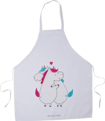 Produktbild von Mr. & Mrs. Panda Schürze Einhorn Mitteilung - Weiß - Geschenk, Unicorn, Spruch, Küchenzubehör, Ehe, Einhörner, Kochschürze, Liebe, Kochkleidung, Arbeitsschürze