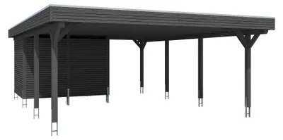 Produktbild von Skan Holz Spessart Doppelcarport mit Abstellraum Gr.2 611x846cm anthrazit Holzcarport