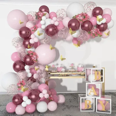 Produktbild von ZESTAW 134 balonów z helem zestaw do dekoracji przyjęcia zaręczynowego balonowy łuk prysznicowy