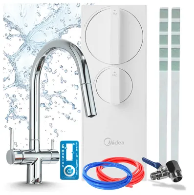 Produktbild von Küchenarmatur Ari Mit Wasserfiltersystem, Umkehrosmoseanlage Ro5 400 Gpd, Tanklos, Zweigriffarmatur, Keramikventil, Perlator, Messing, Chrom
