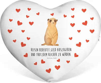 Produktbild von Mr. & Mrs. Panda Sofakissen Erdmännchen - Weiß - Geschenk, Kuschelkissen, Afrika, Weltreise, Spruch, Afrikareise, Dekokissen, dekoartikel, Schmusekissen, Traveling