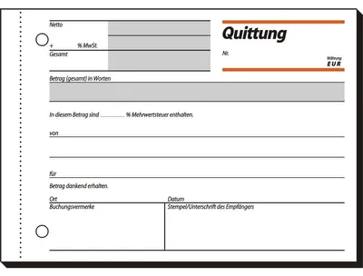 Produktbild von SIGEL QU619 Quittungen, mit Sicherheitsdruck, A6 q, mit Blaupapier, 50 Blatt