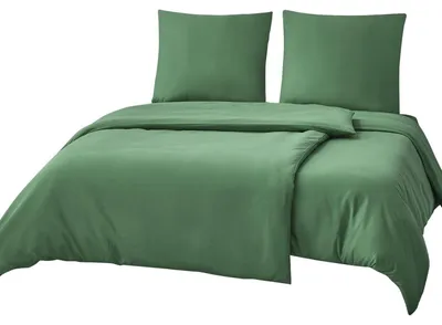Productafbeelding van Bettenset, 4-delig, 135x200 cm, groen, microvezel, met rits, kreukvrij
