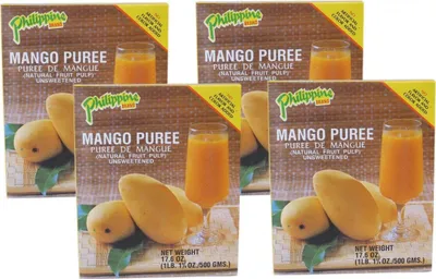 Produktbild von 4er Pack Philippine BRAND Mango Püree (4x 500g) | Mango - Fruchtmark ungesüßt | MANGO PUREE