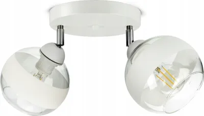 Produktbild von LUXOLAR Led Deckenleuchte Schwenkbar - Deckenlampe 2 flammig Weiß E27 60W - Lampe für Wohnzimmer, Küchen - Weiß Glas Kugeln
