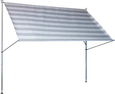 Produktbild von Klemmmarkise Premium 350 cm Streifen hellgrau
