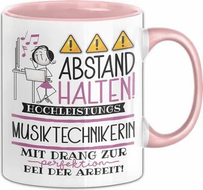 Produktbild von Musiktechnikerin Tasse Geschenk Lustig Abstand Halten Hochleistungs-Musiktechnikerin Mit Drang Zur Perfektion Bei Der Arbeit (Rosa)