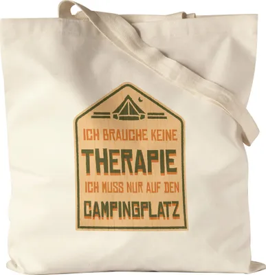 Produktbild von Brauche keine Therapie muss nur auf den Campingplatz Jutebeutel Camping Zelten Wohnwagen Geschenkidee