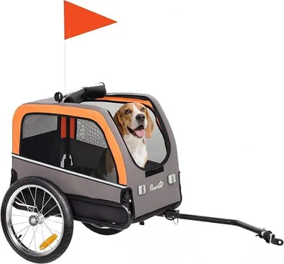 Imagen del producto de Remolque plegable para perros medianos, con 2 puertas, para perros de hasta 20 kg