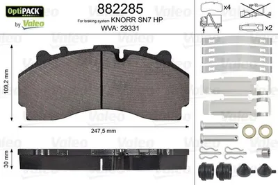 Produktbild von VALEO Bremsbeläge Satz Vorne Hinten für SCANIA L,P,G,R,S - series 882285