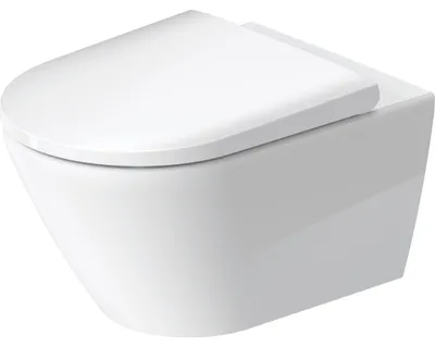 Obrázok produktu pre Duravit D-Neo nástenná splachovacia WC misa biela s okrajom, WC sedadlo s pomalým sklápacím mechanizmom, vrátane Durafix, 1 ks.