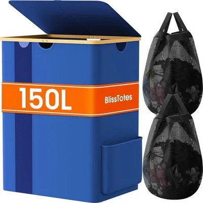 Produktbild von Famanu Wäsche- und Kleiderkorb mit Deckel und Fächern - 150L