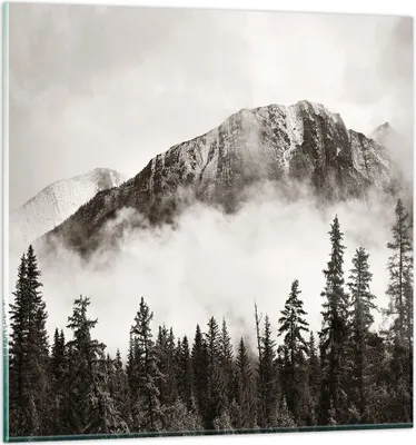 Produktbild von Bilder auf glas - Einteilig - Nebel Berg Wald - 70x70cm - Glasbilder - Wandbilder - Bilder - zum Aufhängen bereit - Wanddekoration aus Glas - Glas Bilder - Wandbild auf Glas - GAC70x70-4936
