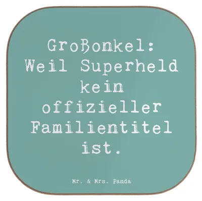 Produktbild von Mr. & Mrs. Panda Untersetzer Glas Spruch Großonkel Superheld - Meeresbrise - Geschenk, Tischuntersetzer, Gläser, Lächeln, Familienalltag, Dankeschön, Freude, Heldentaten