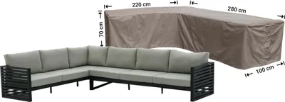 Produktbild von Raffles Covers L-Form Abdeckschutz 280 x 220 x 100 H: 70 cm | Atmungsaktiv | Wasserdicht | UV-beständig | Doppelnähte | Elastischer Kordelzug