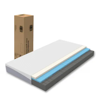 Produktbild von Schaummatratze 180x200 cm  Gemütliche Matratze mit mittlerer Härte Höhe 20 cm   , grau und weiß, doppelseitig schlafend, H3,H4 Jacke abnehmbar