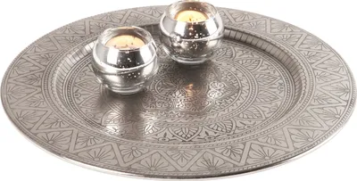 Immagine prodotto di Piatto decorativo orientale che serve il vassoio decorazione Manar argento