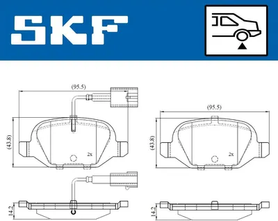 Produktbild von SKF Bremsbeläge Satz Hinten Bremsklötze für FIAT 500 (312) VKBP 90391 E