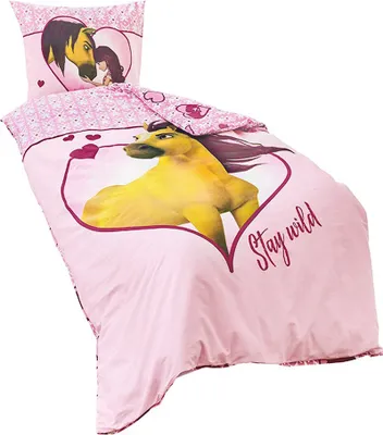 Produktbild von JACK Linon / Renforcé Bettwäsche 135x200cm 2 tlg. Pferd Stay Wild Spirit Rosa Baumwolle