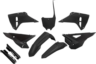 Obrázok produktu pre Súprava krytov UFO PLAST, 9-dielna súprava plastových krytov s ochranou vidlice pre Honda CRF R X RX 250 / 450 cm³, rok výroby 2025 – 2026, farba: čierna