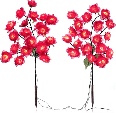 Produktbild von LED-Gartenstecker "Pink Roses" 2er-Set, 40 LEDs
