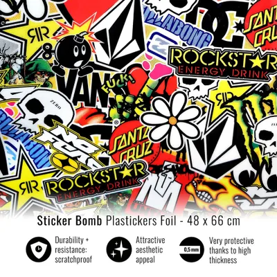 Produktbild von Autoklebefolie für Motorradfahrwerke, Sticker Bomb Film, 48 x 66 cm
