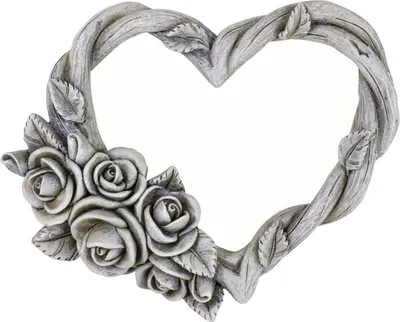 Produktbild von Grabschmuck Herz mit Rosenranke Grabdeko grau 14,2 cm