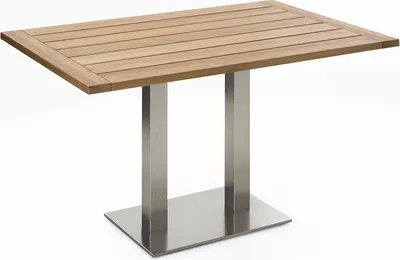 Produktbild von Gartentisch Bistrox 120x81 Tischplatte Teak Recycelt Gestell Edelstahl Gebürstet