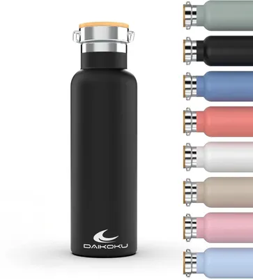 Image de Bouteille DAIKOKU, thermos à double paroi en acier inoxydable, qui maintient la température de la boisson pendant des heures