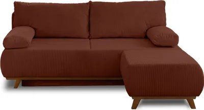 Image de Best Mobilier Cristal - canapé 3 places - convertible avec coffre et pouf - en velours côtelé , Terracotta