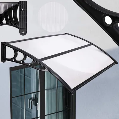 Produktbild von Springos® ürvordach Überdachung Polycarbonat Transparent Vordach über Haustür Balkon Regenschutz 120 x 75 x 23 cm